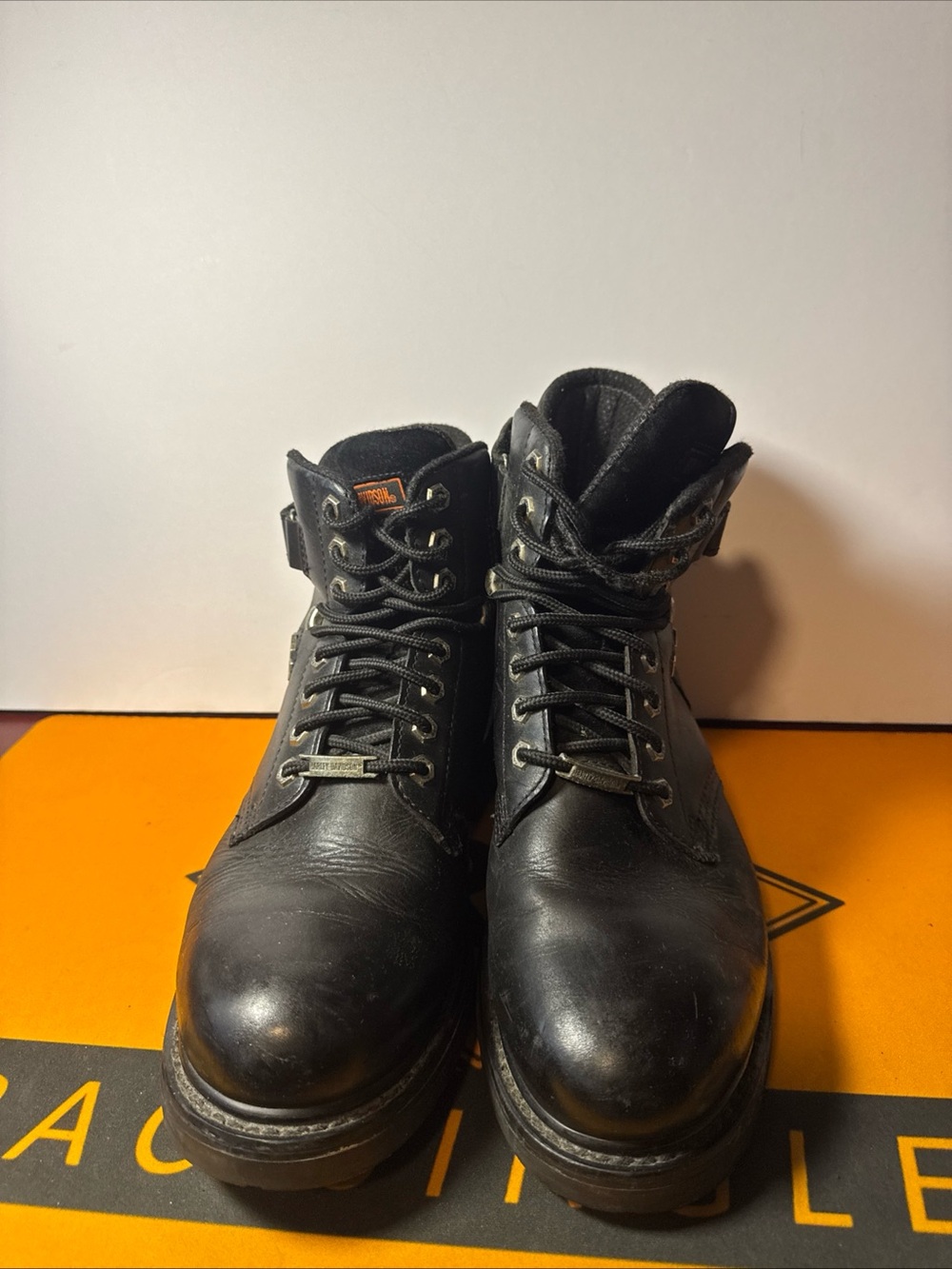 Harley Davidson Mens 11 Black Leather Motorcycle  Boots 91017